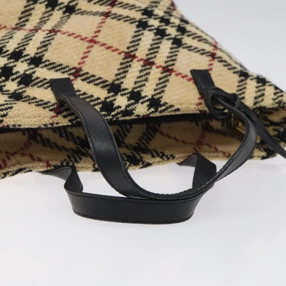 BURBERRY Hand Bag Wool Beige Gold Auth - Picture 10 of 16